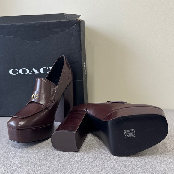 Coach Ilyse Leather Platform Loafer Heel - Picture 4 of 6